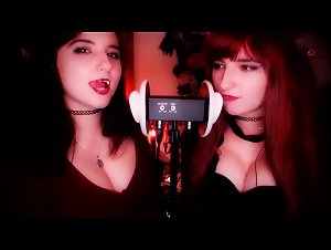 AftynRose ASMR Twin Ear Licking & Biting Babes Video 