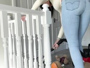 Hannah Vacuuming With Henry