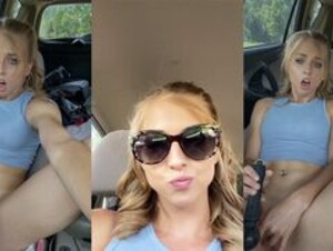 Katie Daisy squirts with vibrator in car