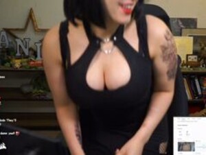 Sweet Anita Big Juicy Tits Jiggle Sexy Goth Black Dress