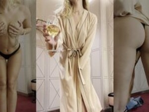 Mdemma throws off her beige robe and teases
