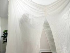 Sierra Ky big shirts behind a screen