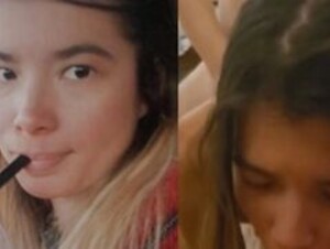 Naomi - cute teen takes two cocks