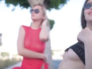 2 girls flashing in public - bralessforever