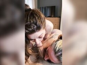 sadgirlharem - ffm threesome cleanup cum