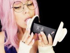 Honey Girl ASMR Cute Ear Licking (tongue inside the ear)