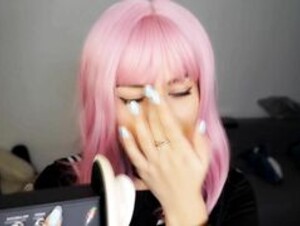 Honey Girl ASMR pink hair + Ahegao + Ear licking