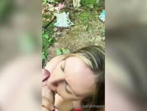 Sarah Hayes outdoor BJ red bikini