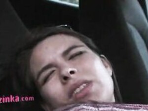 Zuzinka fucks her pussy in her car