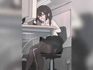 Futa Office Lady cums under her desk