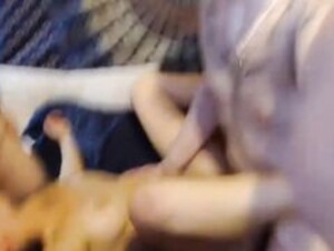 Horny blonde fucked by two guys and take hard DP pounding