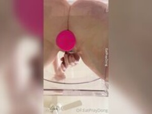 Eat Pray Dong glass chair + dildo