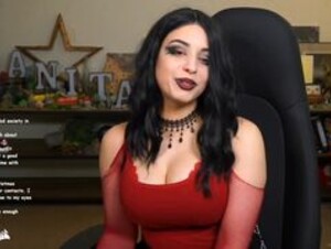 Sweet Anita Big Titty Goth Red Outfit Twitch Clip