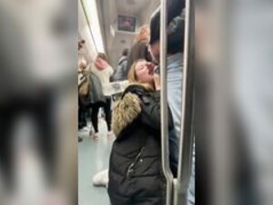 Latina blowjob in public transport