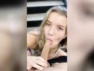 Mia melano staircase blowjob