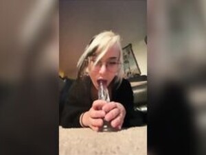 Goth egg dildo blowjob