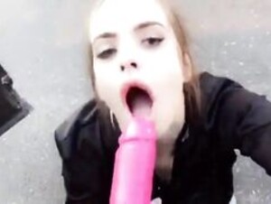 Alison Parker - messy deepthroats dildo outside