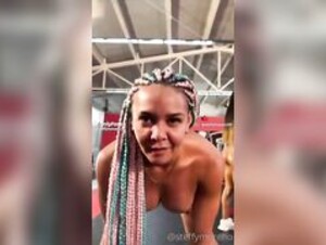 Gym babes oiled up working out