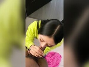 Asian gives bbc blowjob