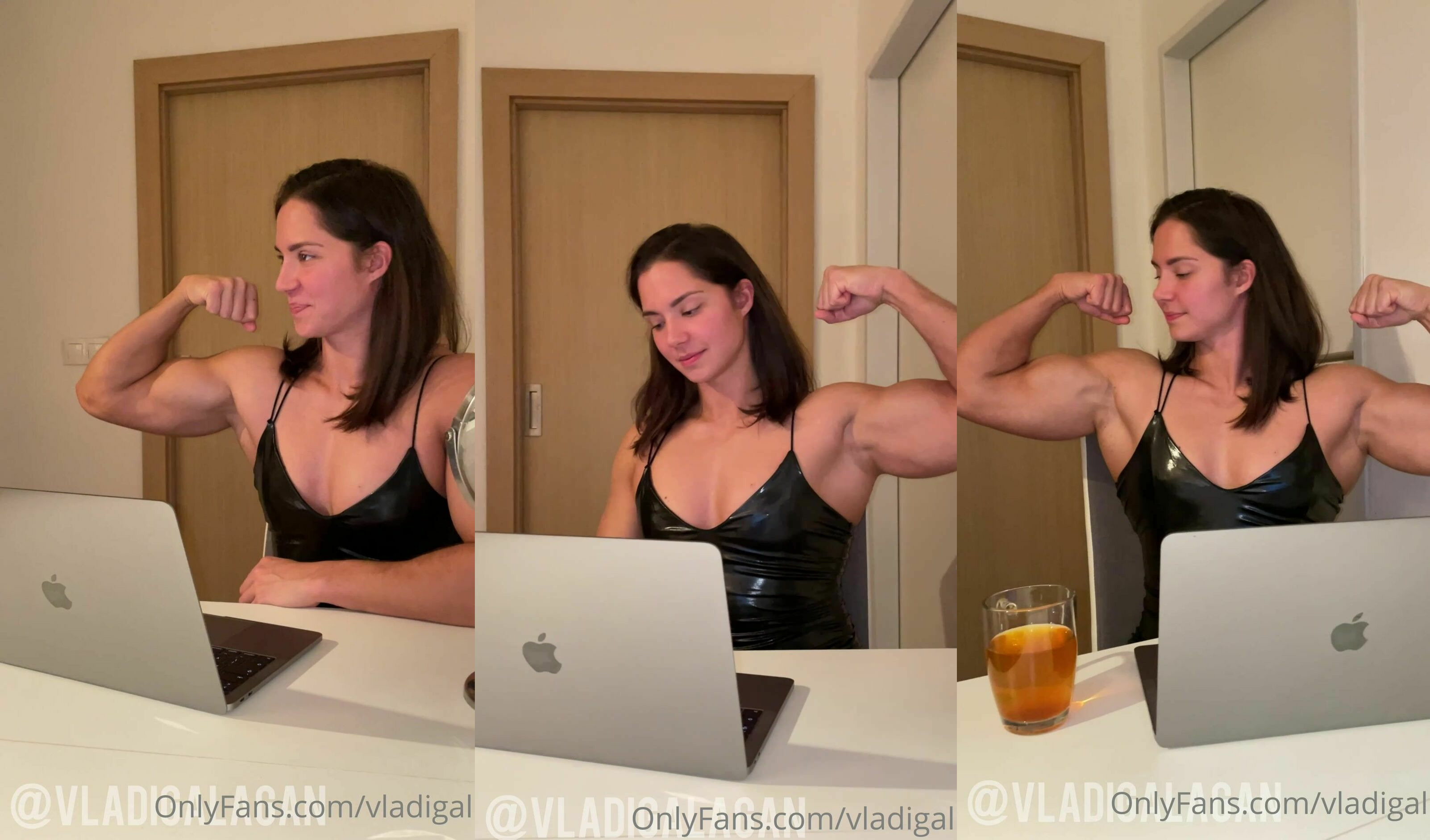 Vladislava Galagan Shows Muscles In Latex Dress
