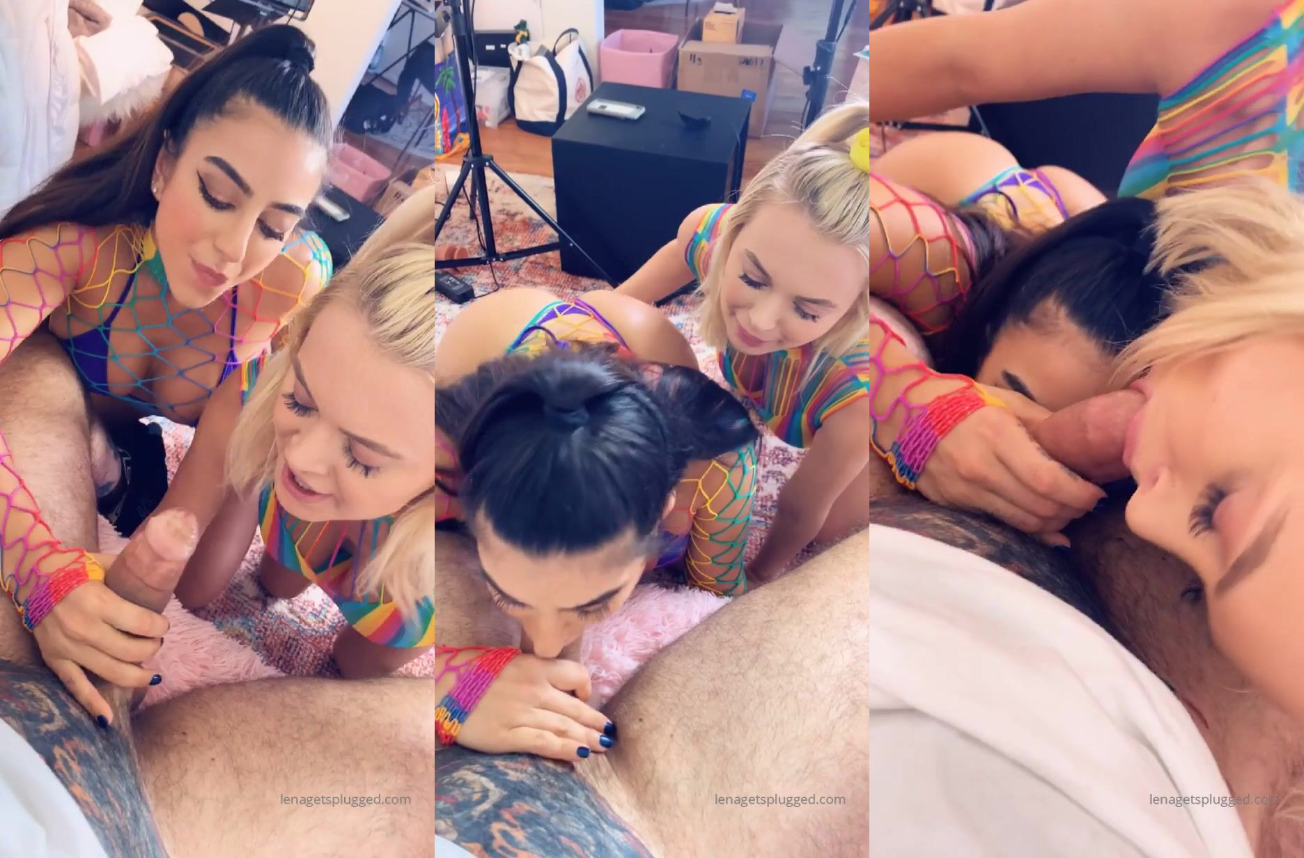 Lena The Plug And Her Neighbor Giving A Deep Blowjob POV
