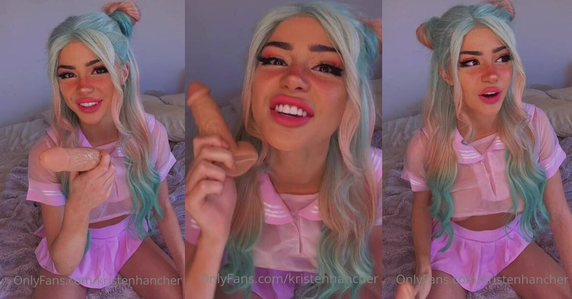 Kristen Hancher Practicing Her Blowjob Skills
