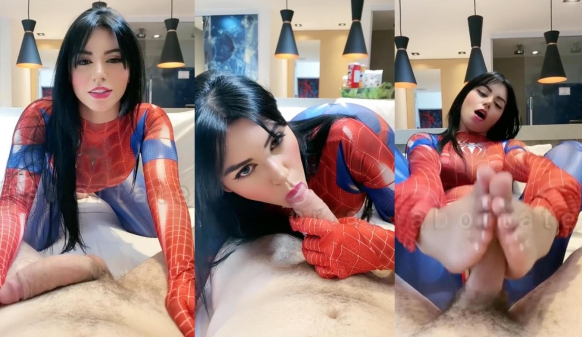 Spider Woman Bianca Alves Sucks And Gives Footjob