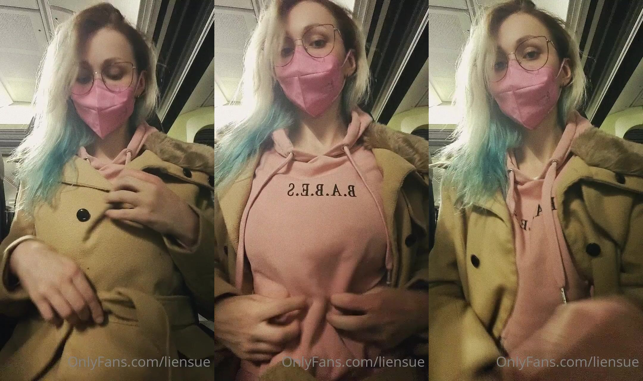 Liensue Shows Off Her Cleavage And Sports Bra In Public