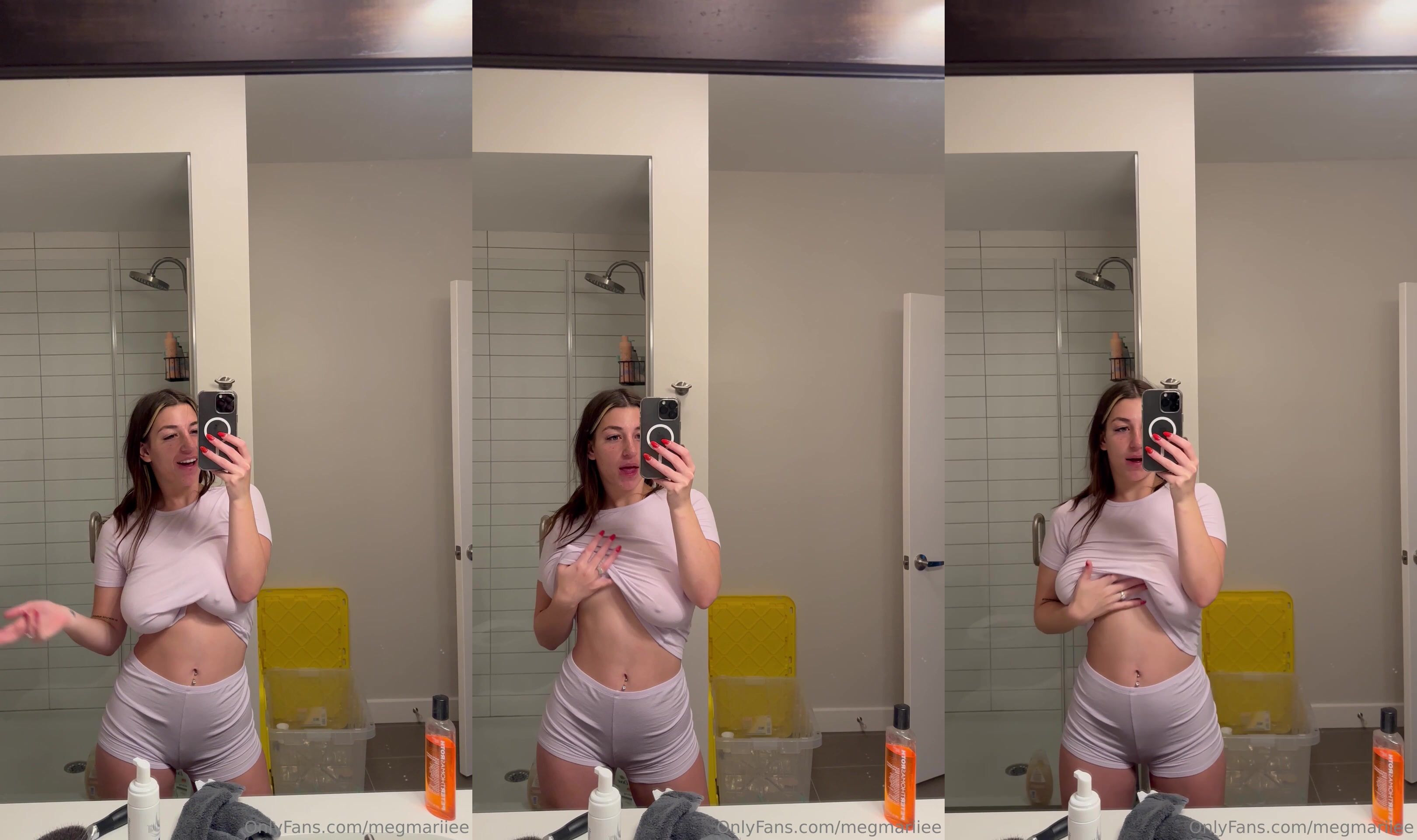 Naughty Megmariiee Has Tshirt Nipples Tease