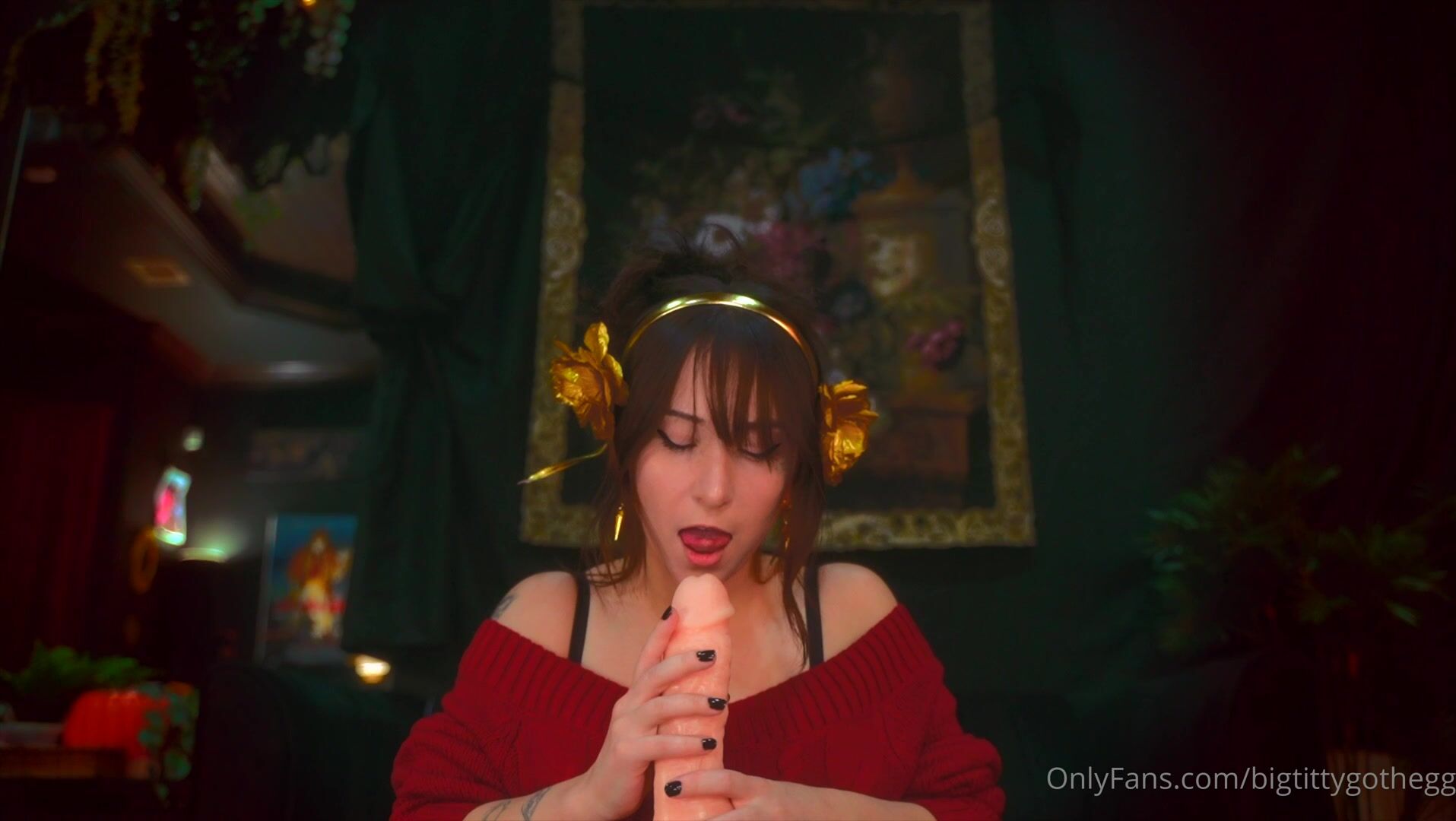 BigTittyGothEgg Seduces With A Dildo Titjob