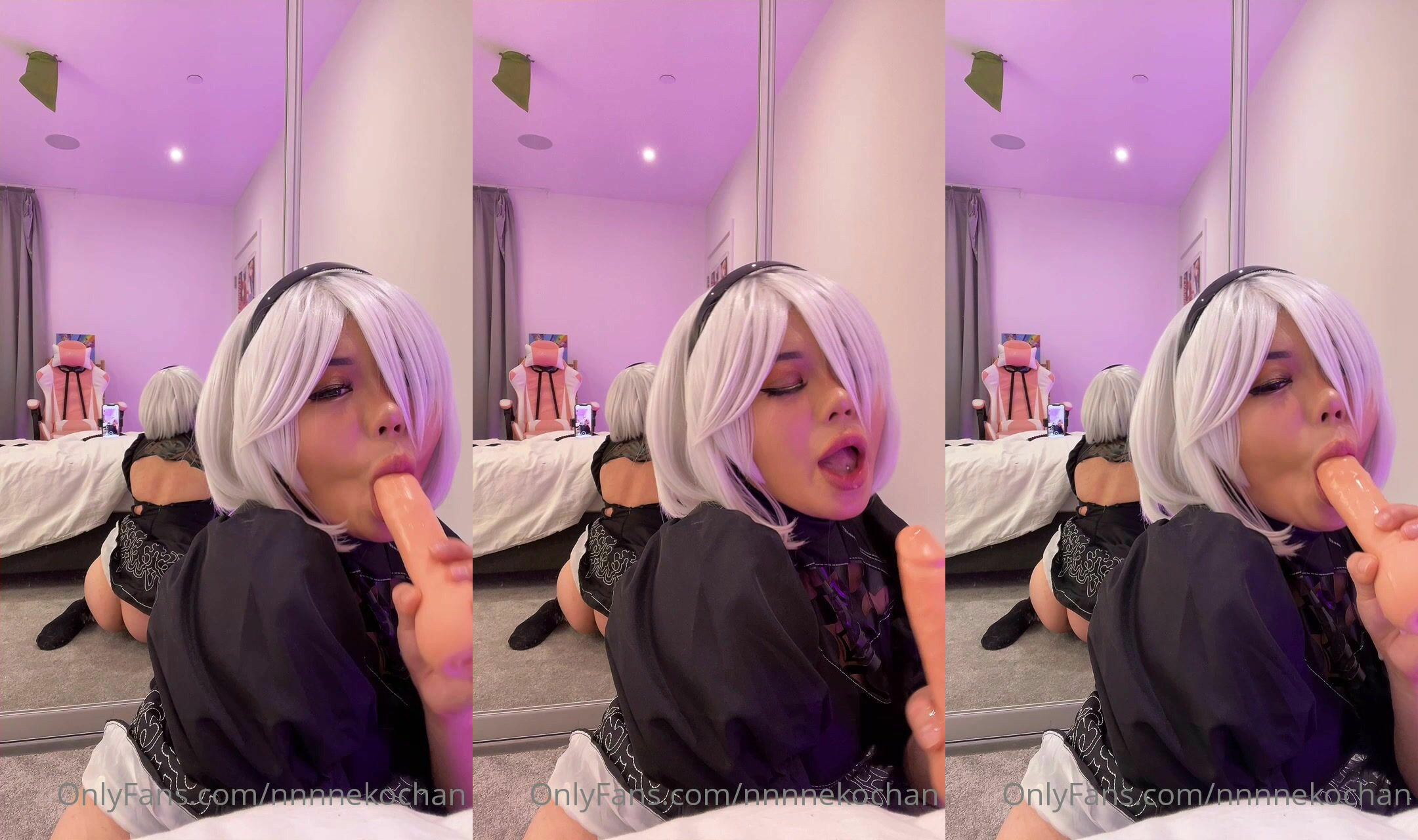 Nnnnekochan As 2B Sucks A Dildo