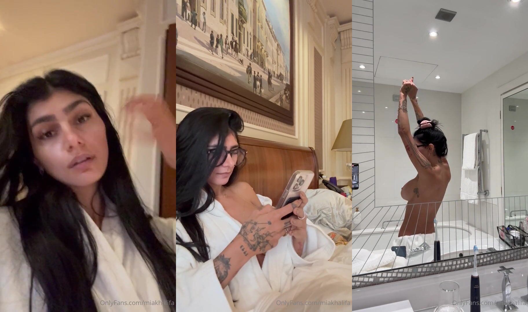 Topless Mia Khalifa Jams To The Music After Eating