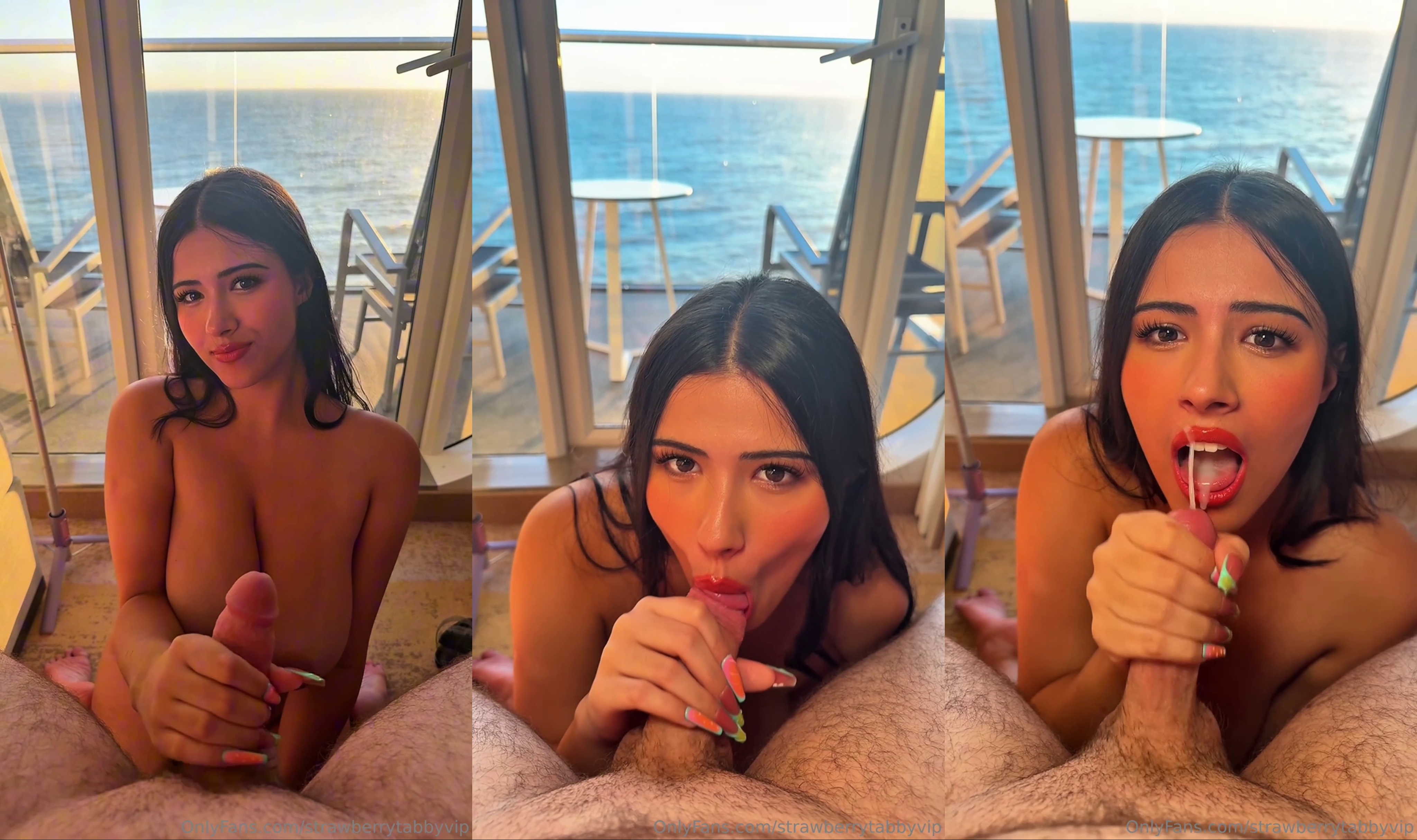 Strawberrytabby Tries Swallowing Cum After BJ