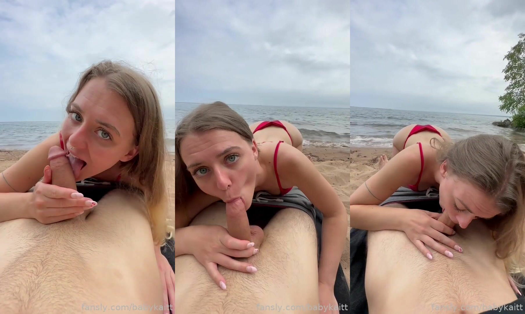 BabyKaitt Gives A Blowjob At The Beach