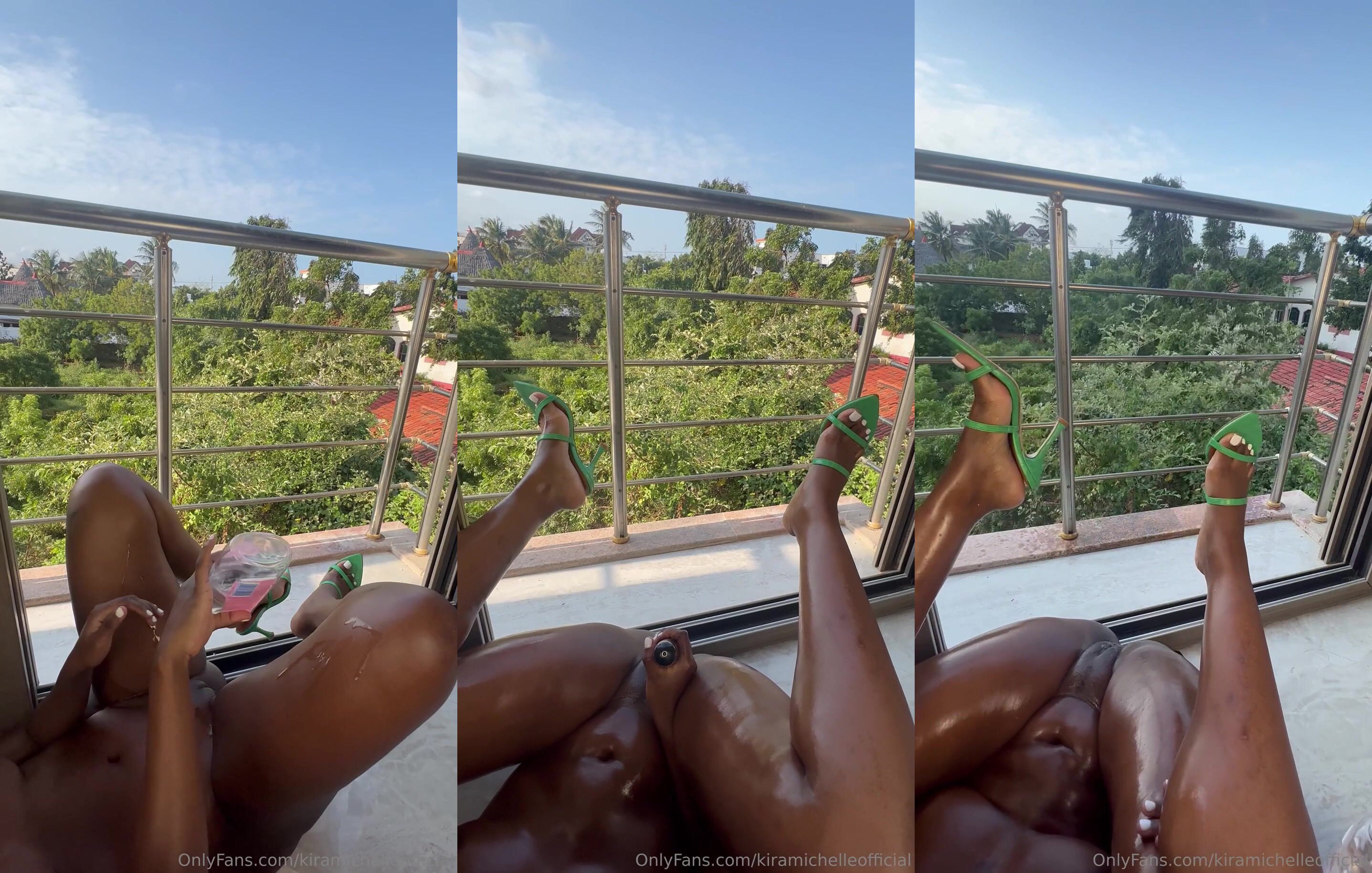 Kira Michelle Vibes And Squirts On The Balcony