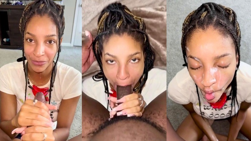Foxy Brown Gives BJ And Gets Her Face Full Of Cum