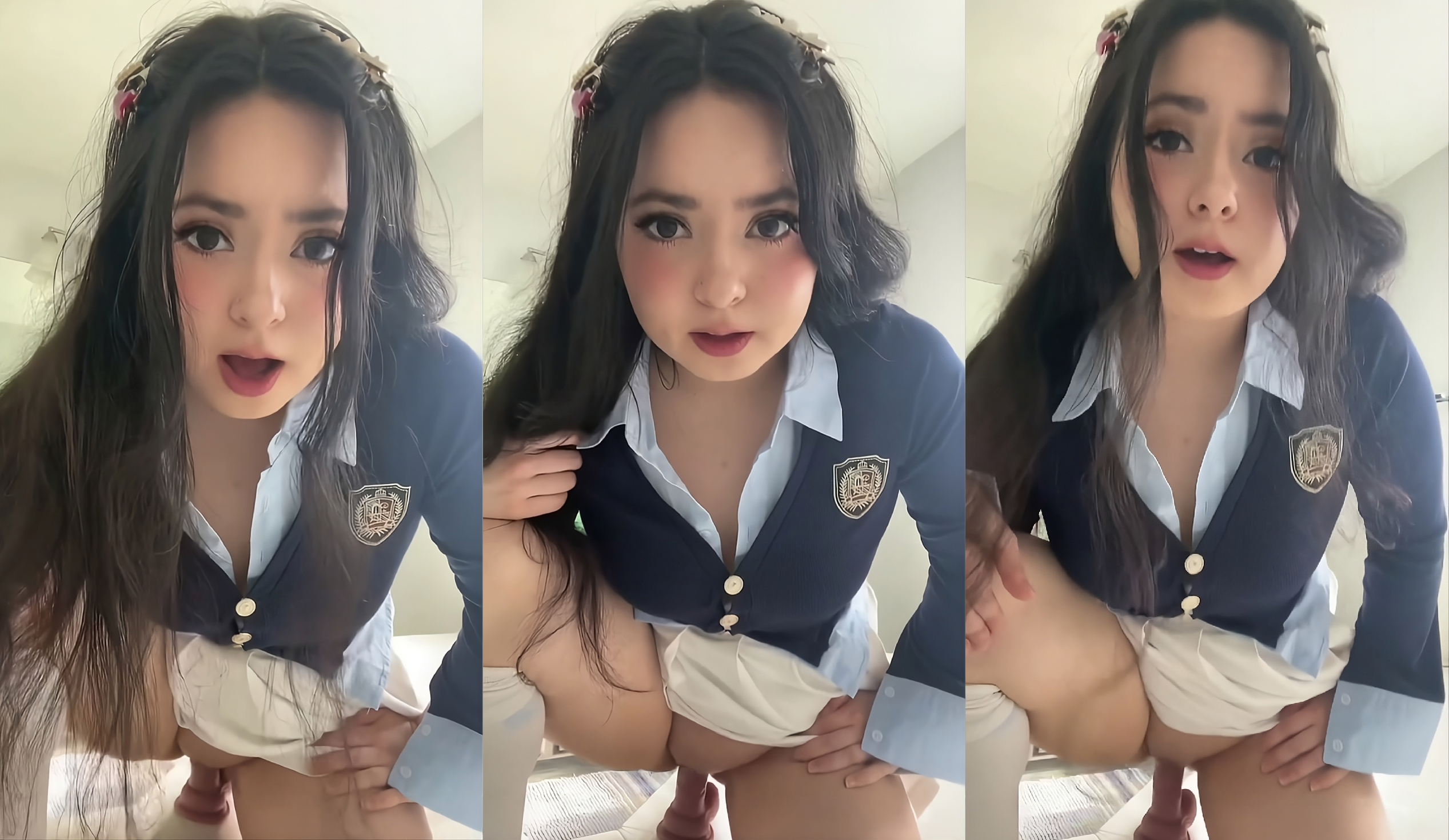Lyssanx Rides A Dildo In School Uniform