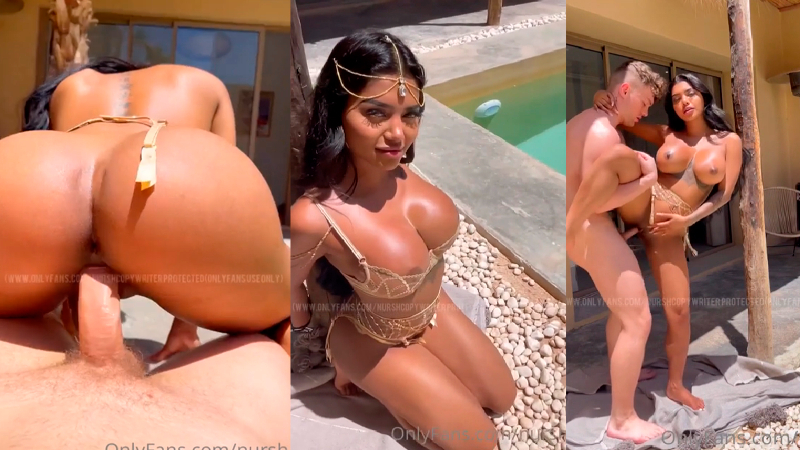 Hottie Nursh Naughty Gets White Dick Near The Pool